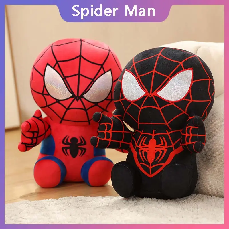 25/35cm Anime Spider Man Plush Doll Kawaii Cute Cartoon Red Black Stuffed Doll Home Room Decor Peluche Pillow Birthday Gift Kid