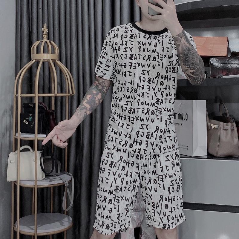 Set Bộ áo kèm quần vải Nhung Rách Phối Nhiều Chữ Cái Độc Lạ Thời Trang NAMLEE 7