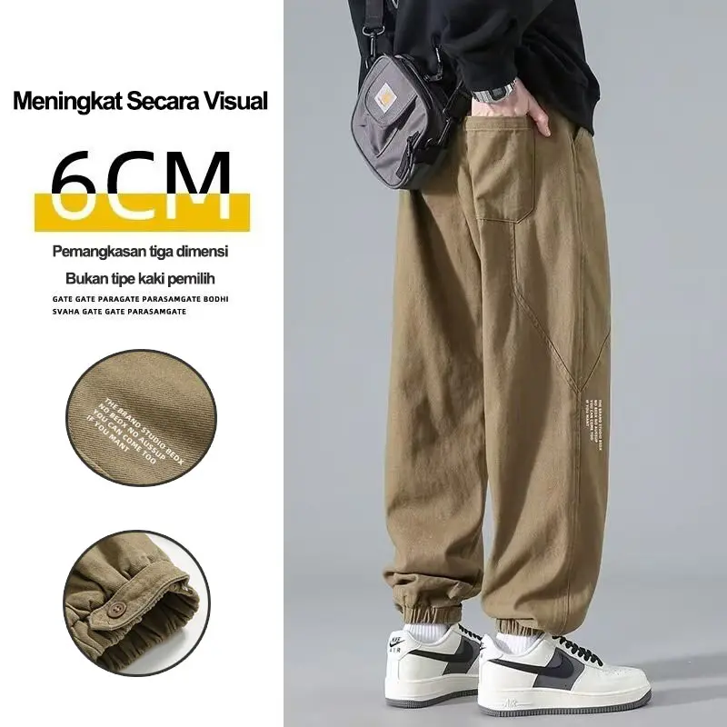 Celana Cargo Panjang Pria baggy Pants Olahraga Joger Korean Style Casual Pria Oversize Stretch Celana Cargo New Black Celana Jogger Pria Big Size