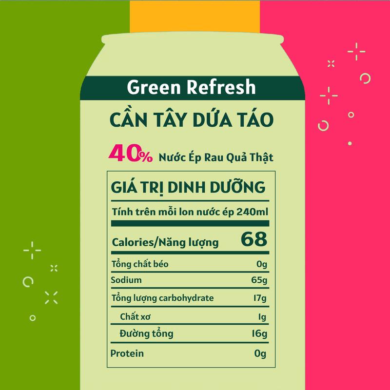 [TẶNG SET 3 LON] Thùng 6 lon Nước Ép Rau Quả Thật Là Juice Mix vị hỗ trợ detox (9 lon) 7