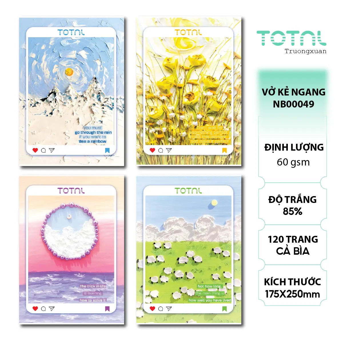 Combo 5 quyển Vở kẻ ngang Total New Style - 120 trang, Mã:NB49