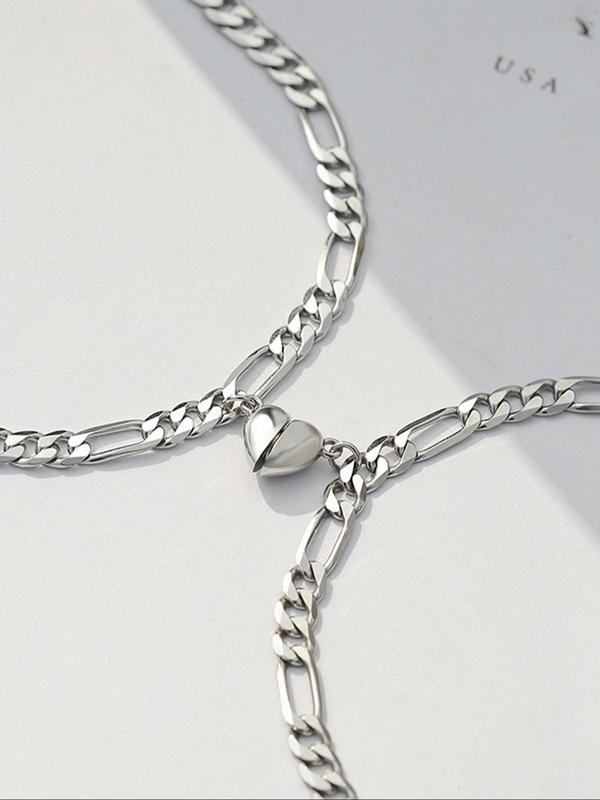 Magnetic Heart Design Couple Bracelet, Gifts for Girlfriend, Fashionable Stainless Steel Bracelet for Women & Men, Trendy All-match & Exquisite Jewelry for Birthday Gift, Valentine's Day, Gift 7