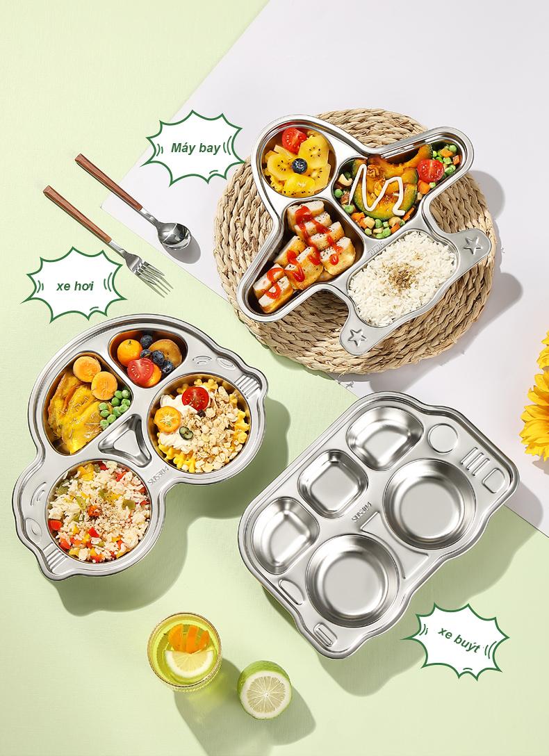 Product Introduction of Khay ăn dặm cho bé inox 304 cao cấp, hình peppa pig kitty gấu panda ô tô dễ thương 14