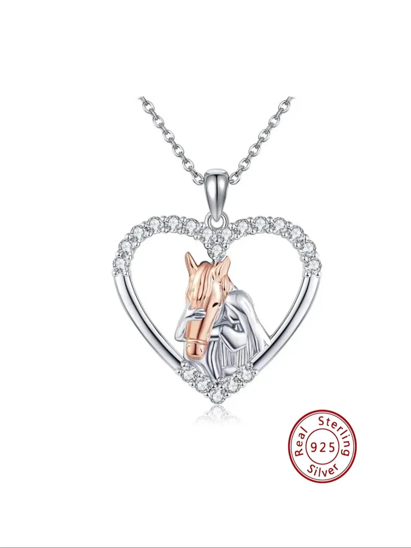 925 Sterling Silver Horse Design Pendant Necklace for Women, Fashion Jewelry for Party Clothing Decor, Trendy All-match & Exquisite Jewelry for Birthday Gift