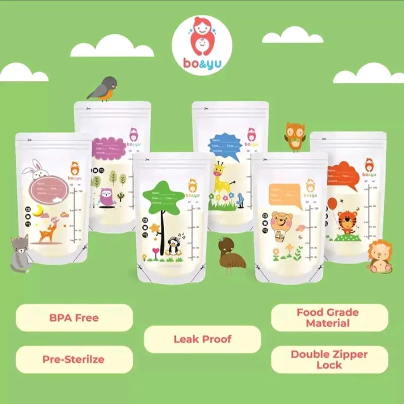 Kantong Asi 120ml 30 pcs, bo&yu breastmilk storage bag BPA 0