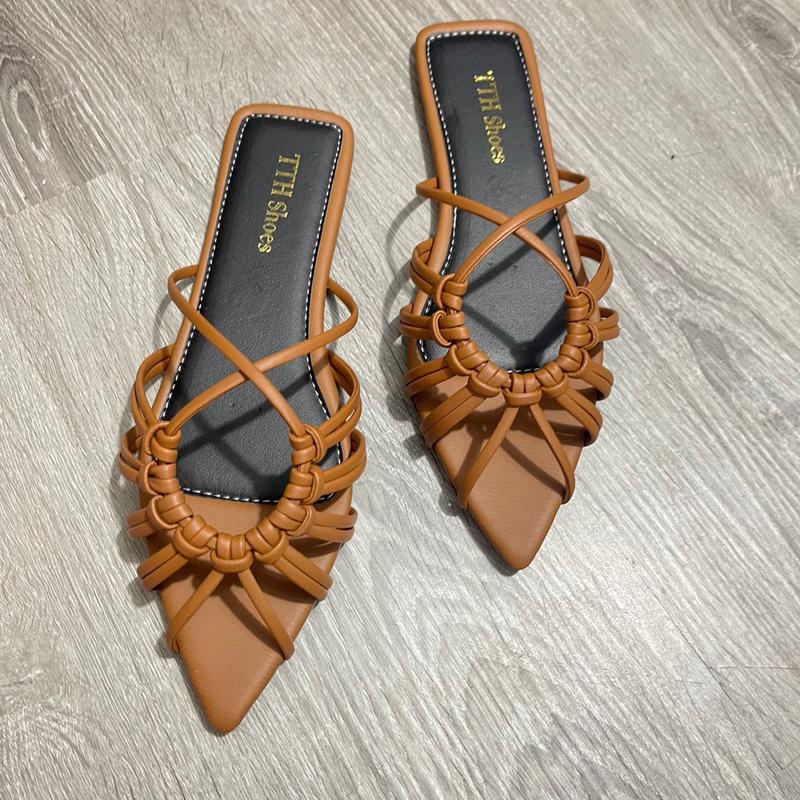 Giày Dép Sục Nữ Quai Dây Đan Hở Mũi Đế Bệt Thời Trang Size 35-45 - Shoes Women DéP GiàY