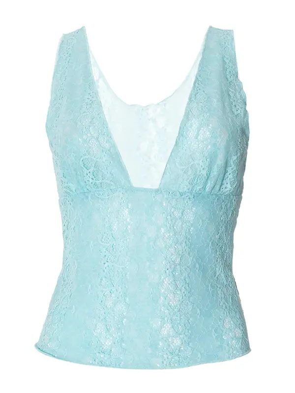 Women's Solid Color Halter Neck Lace Top, Fashion Casual Tank Top for Daily Outdoor Wear, Ladies Clothes for Summer 3