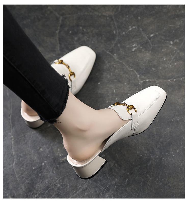 Product Introduction of New 2024 New Internet Celebrity Versatile Semi Slippers Shoes Mid Heel Toe Box Half Slippers Women's Summer Outdoor Fashion Muller Shoes Sandals 5