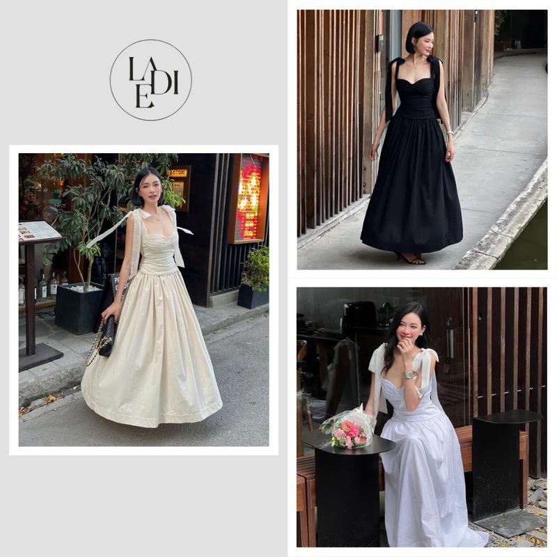 Chân váy Muse Skirt midi dáng dài 92cm chất Linen nàng thơ, CV02, Ladie Studio Nữ Voi Kem Nhung