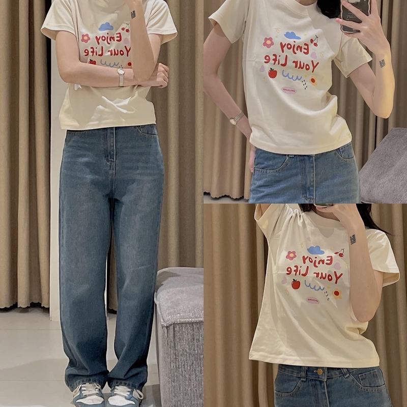 Áo baby tee enjoy your life dễ thương chất cotton