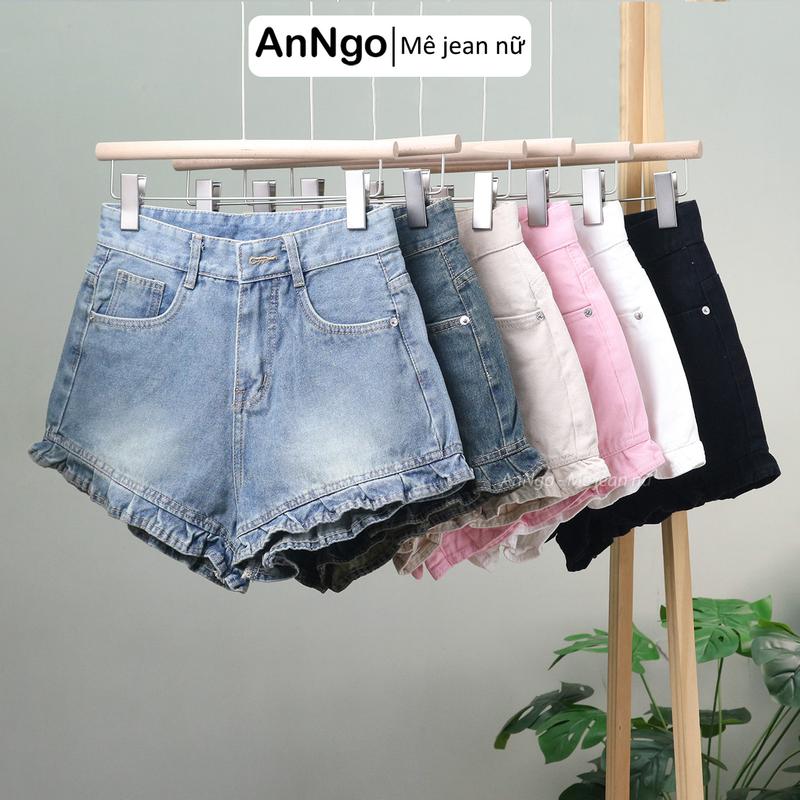 Có big size Quần short jean nữ chất denin lưng cao lai bèo dễ thương Anngo - AT483