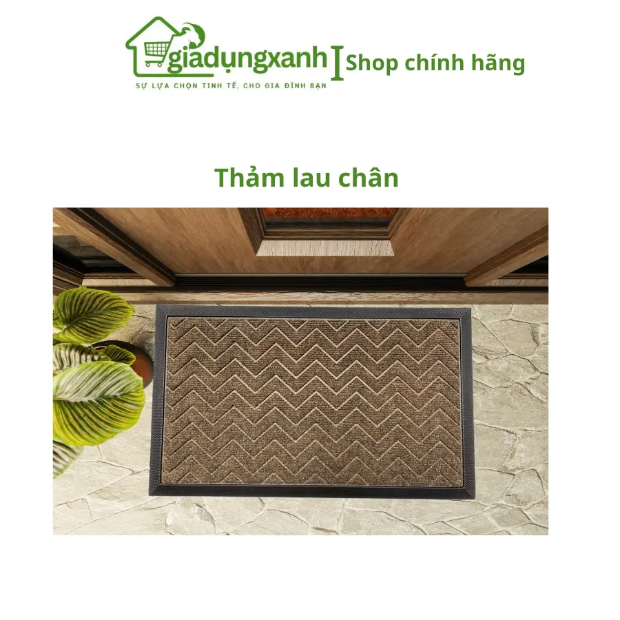Thảm chùi chân cao cấp 3D đế cao su đúc nguyên khối kháng nước chống trơn trượt kích thước sản phẩm 47x75cm
