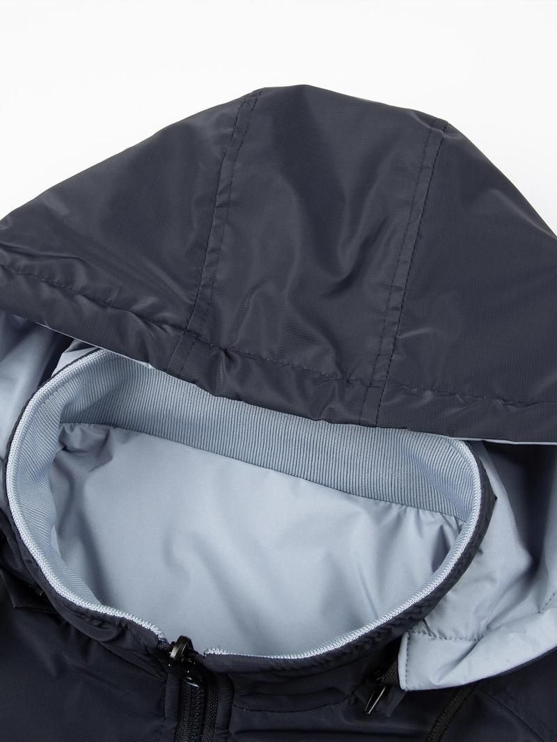 Product Introduction of Men's Solid Color Reversible Pocket Zipper Removable Hooded Jacket, Loose Casual Waterproof Windproof Drawstring Long Sleeve Outerwear for Fall & Winter, Men's Clothes for Daily Wear 9