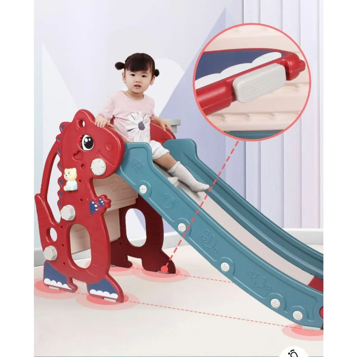 Bộ Cầu trượt Khủng Long có nhạc cho bé loại dài dầy cho bé 2-4t Đồ Chơi