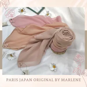 Hijab Segiempat PARIS JAPAN ORIGINAL  by Marlene I Paris Jepang ori Metal Logo Pouch Kerudung Square Kondangan Muslim Nyaman Lembut