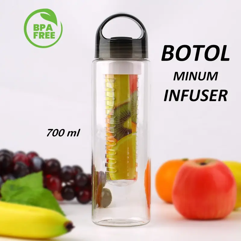 Botol Minum Saringan Infuser Tritan BPA Free 700 ml Buah Hitam Bottles Minuman Plastik Kitchenware Water 0