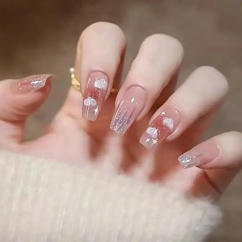 24 Pcs 3D Kuku Palsu Grosir Kuku Nail Alat Perawatan Kuku Perawatan Kecantikan Kuku Kaki Palsu Manicure Free Lem R416