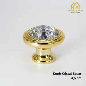 Knob Laci Kristal Besar 4,5 cm / Kabinet Mewah Model 8026 (Akrilik) / Knop Kristal Bulat Besi / Handle Handel Lemari Bulat Kristal