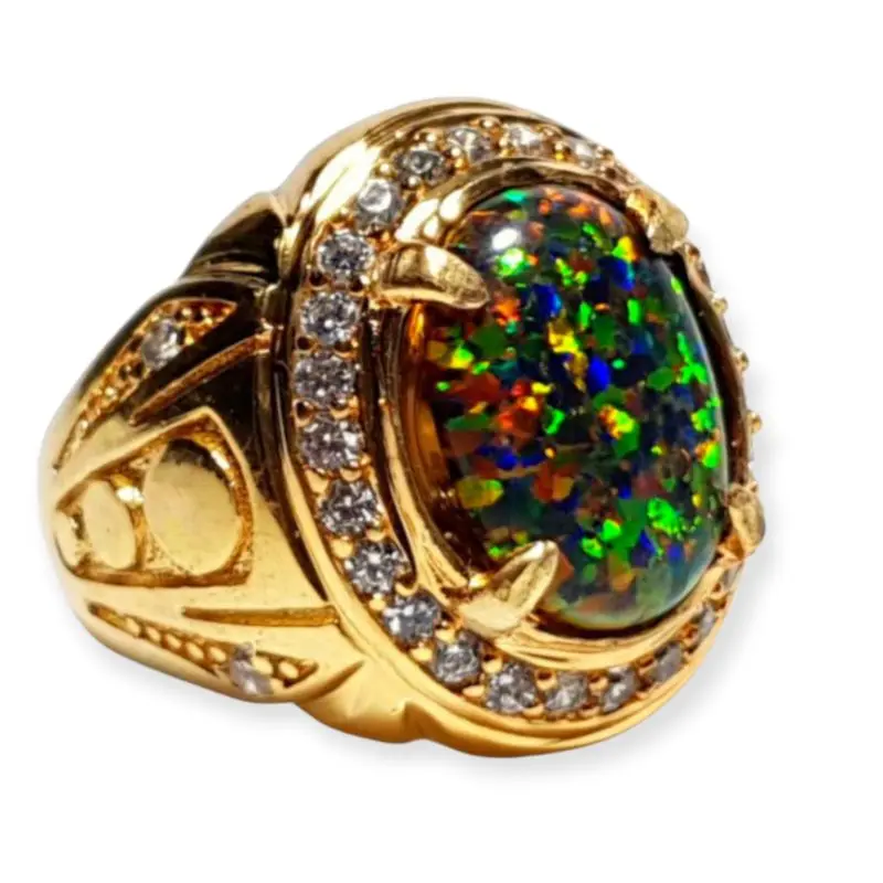 NATURAL BATU CIN CIN BLACK OPAL TOP JARONG MEWAH Kalimaya Cincin