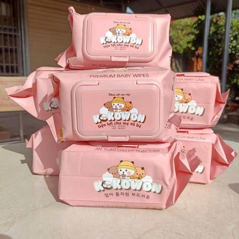 thùng 10gói KHĂN ƯỚT KOKOWON cao cấp, không mùi, ko cồn, an toàn cho bé. Bịch 700gr