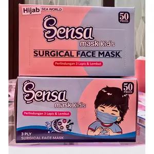 Masker hijab anak 3 ply headloop masker hijab anak motif isi 50 pcs Sensa/Safelock
