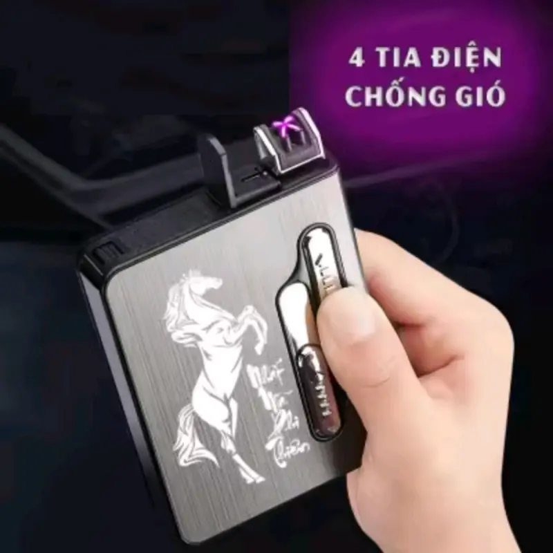 Hộp Đựng Thuốc Kiêm Quẹt Điện Plasma Sạc Pin Cao Cấp 6