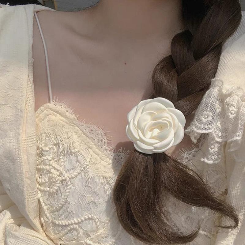 Product Introduction of White Flower Hair Clips Elegant Camellia Hair Pins Barrettes French Hair Accessories for Women 21