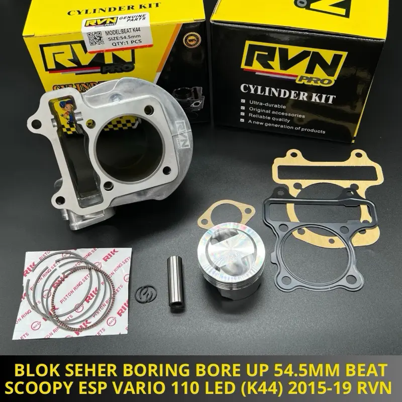 BLOK SEHER BORING PAKET BORE UP BEAT POP BEAT ESP SCOOPY ESP K44 VARIO 110 LED STATER BEAT STREET 2015 2019 54.5MM 54.5 MM RVN THIAILAND 5