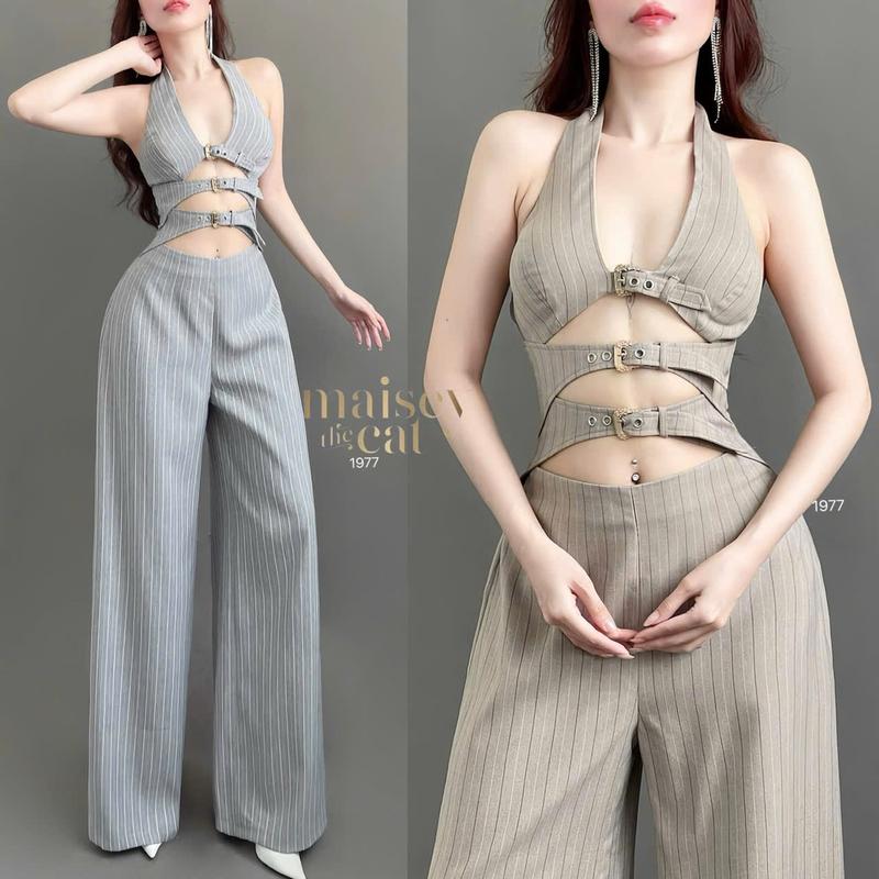 [MAISEY ẢNH THẬT] 1977 - JUMPSUIT NỮ DÁNG DÀI VỚI CHI TIẾT KHOEN NỊT ĐẦY GỢI CẢM (CÓ SẴN MÚT NGỰC) Nhung Voi