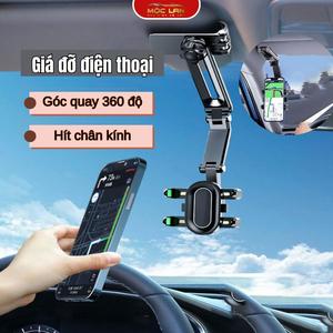 Giá đỡ điện thoại ô tô kẹp gương chiếu hậu trên xe hơi xoay 720 độ chống rung treo đa điểm chỉnh góc nhìn đa hướng(hot)