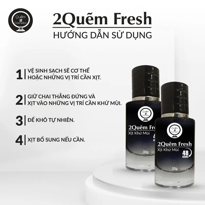 Quẽm 2 Cosmetics Xịt Khử Mùi - Ngăn Ngừa Mồ Hôi 2Quem Fresh 48h 30gr - Tặng Nước Hoa 10ml 0