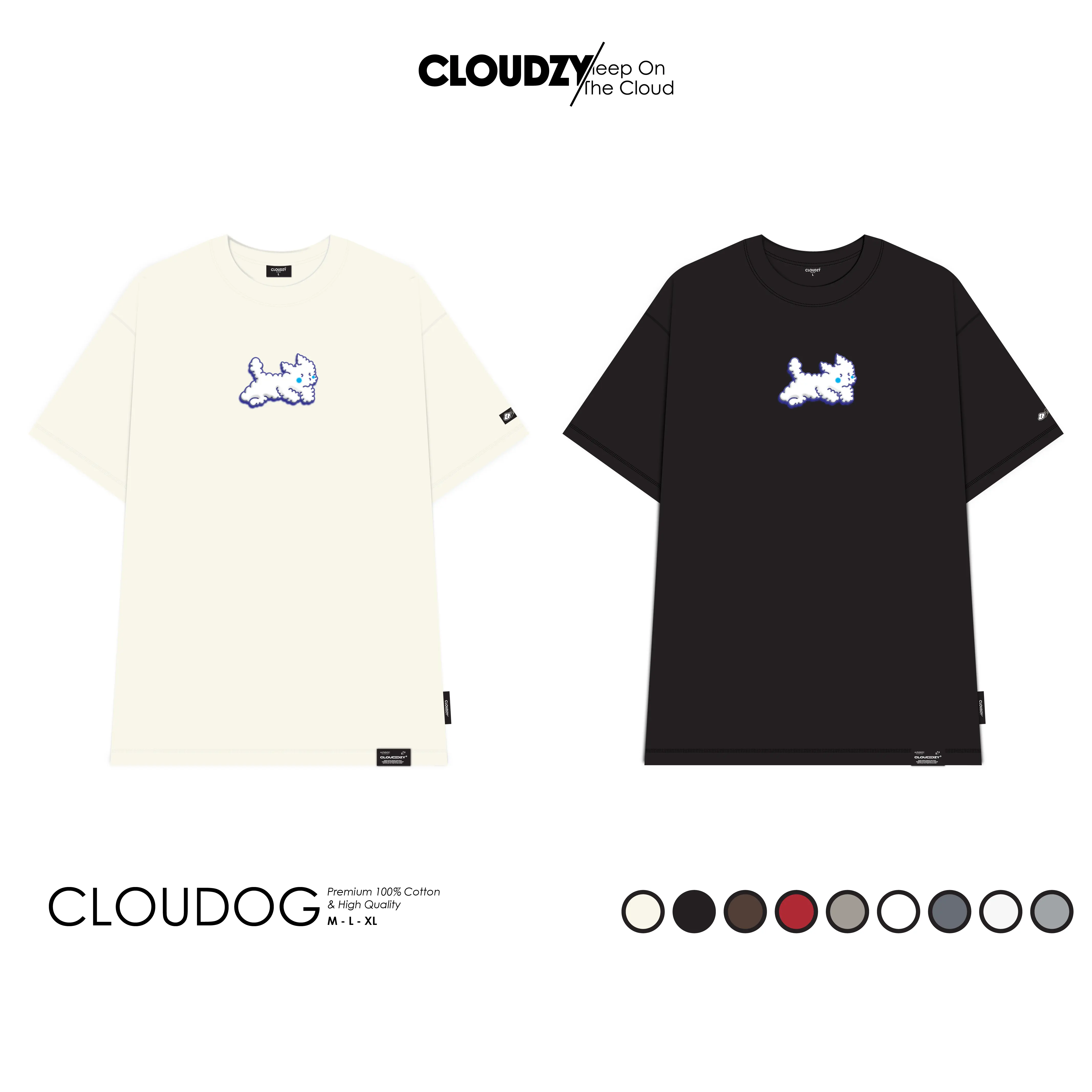 Áo phông nữ nam local brand unisex tay lỡ thun form rộng teen cổ tròn oversize cotton màu đen trắng tee CLOUDZY CLOUDOG
