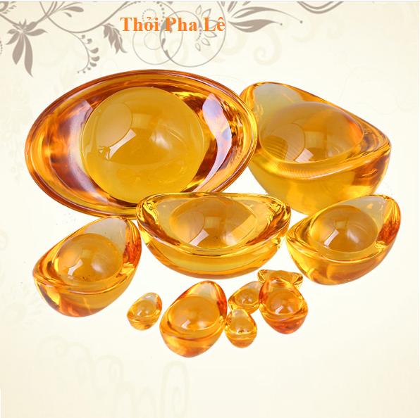 Thỏi vàng PHA LÊ chiêu lộc - Nhiều Kích Thước 2.5/5cm Decor Trang Trí Nhà 0