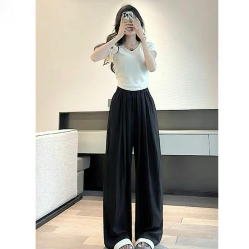 Quần Ống Suông Nữ Chất Đũi Nhăn Xước Lưng Chun Cạp Cao Hack Dáng XMTA Women Pants Nhung Ong giặt bằng nước lạnh vui nhộn 2