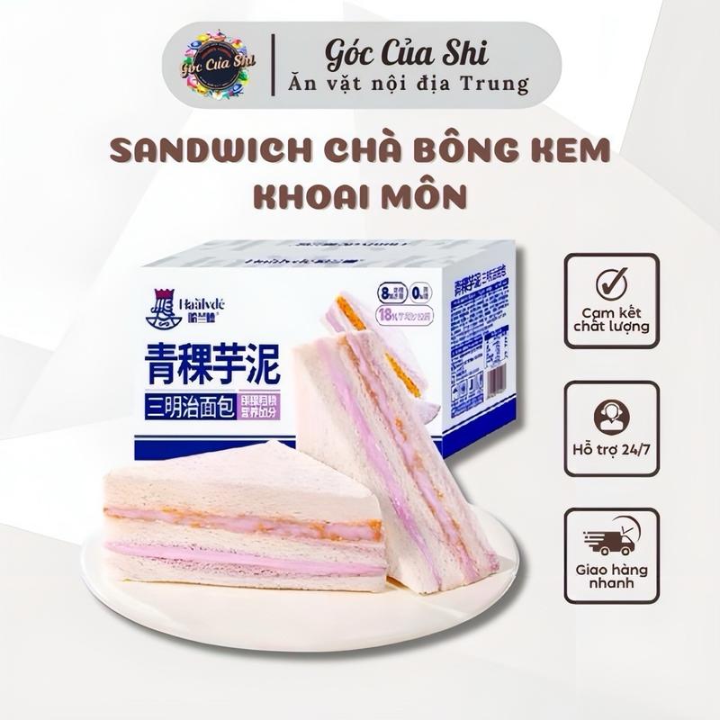 Bánh sandwich chà bông kem khoai môn siêu ngon - Ăn Vặt Linh Vy