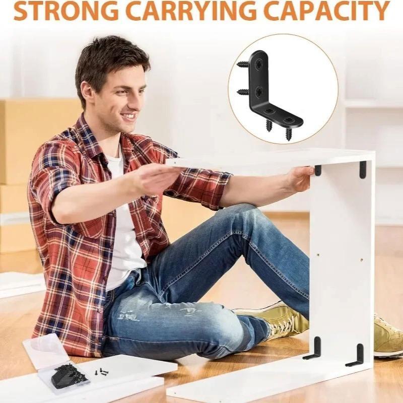 Product Introduction of L Shaped Corner Bracket with Screws, 90° Right Angle Bracket Fastener, Suitable for Wood, Shelf, Furniture, Window, Cabinet 6