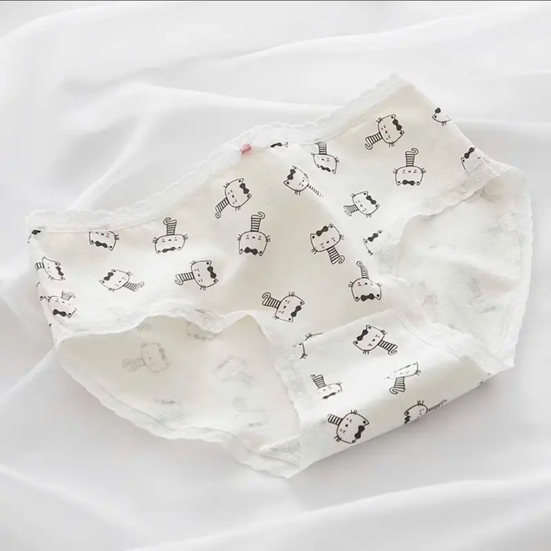 Combo 10 (or 5) quần lót nữ CT032 hoạ tiết mèo nơ phù hợp cho các bạn gái cute và các bé gái mới lớn học sinh cấp 2 cấp 3 5
