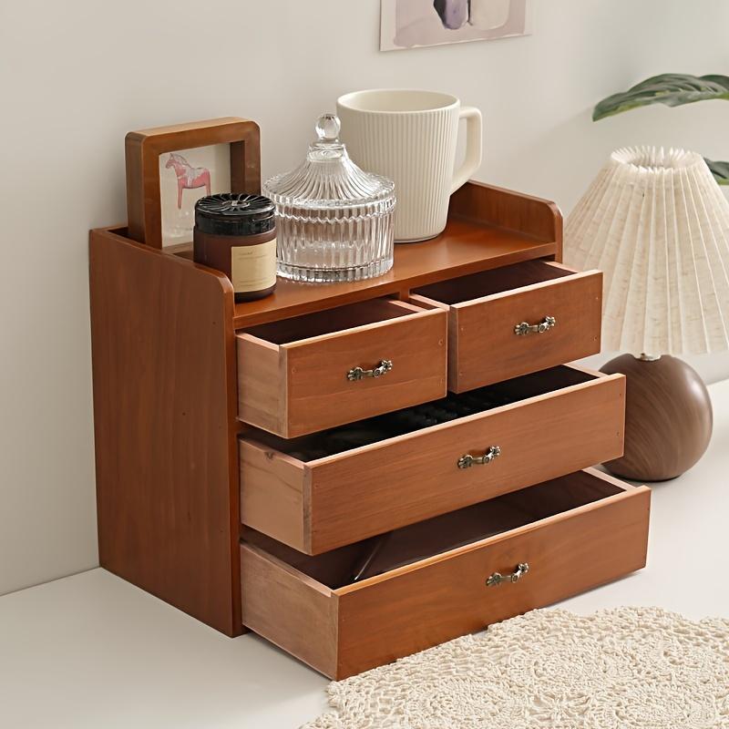 Vintage Pine Desktop Storage Cabinet with Drawers-Office Storage Solution, Freestanding Design Suitable for Kitchen and Bedroom 4