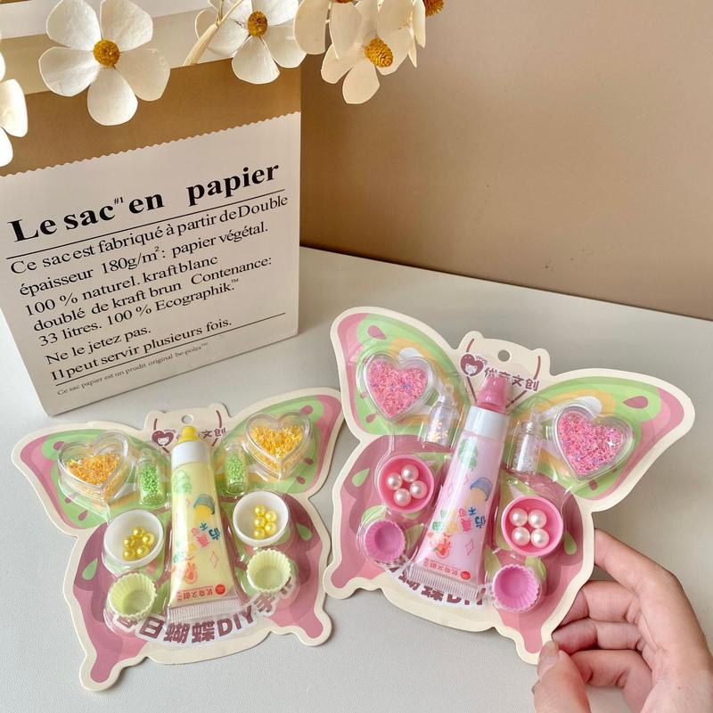 Product Introduction of Children's Stress Relief Toy Spring Butterfly DIY Cream Glue Cartoon Cute Children's Educational Handicraft Toy 1