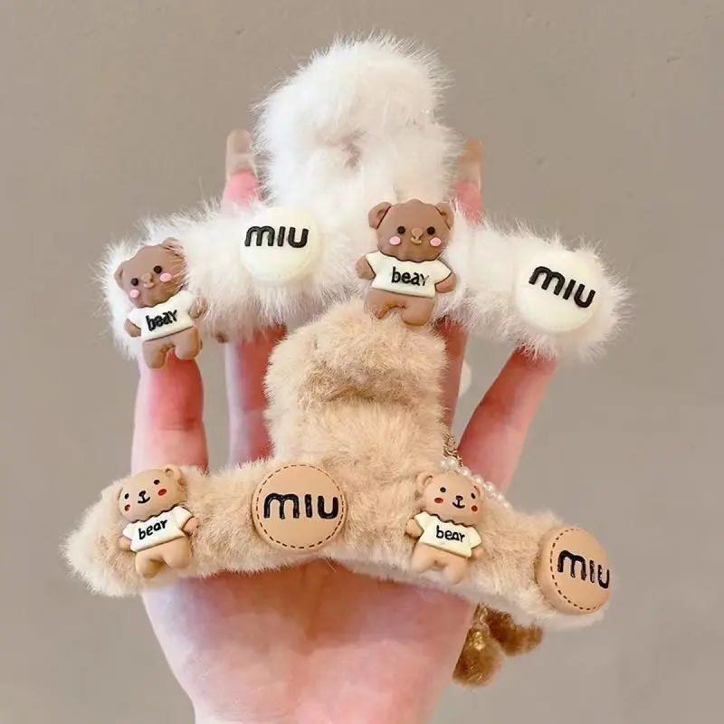 Kẹp Tóc Càng Cua Nhồi Bông Cho Nữ, Cỡ Lớn, Thích Hợp Cho Mùa Thu Và Mùa Đông, Kẹp Cá Mập Cho Tóc Xoăn Sau Đầu, Kẹp Tóc Lông, Kẹp Tóc Dễ Thương, Mũ Đội Đầu 5