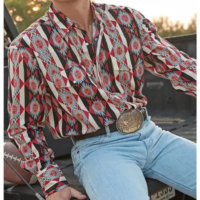 SALVAJE OESTE Men's Western Cowboy Shirt - Embroidered Rose Snap Button Long Sleeve, Casual & Dressy, Black/White - View #5