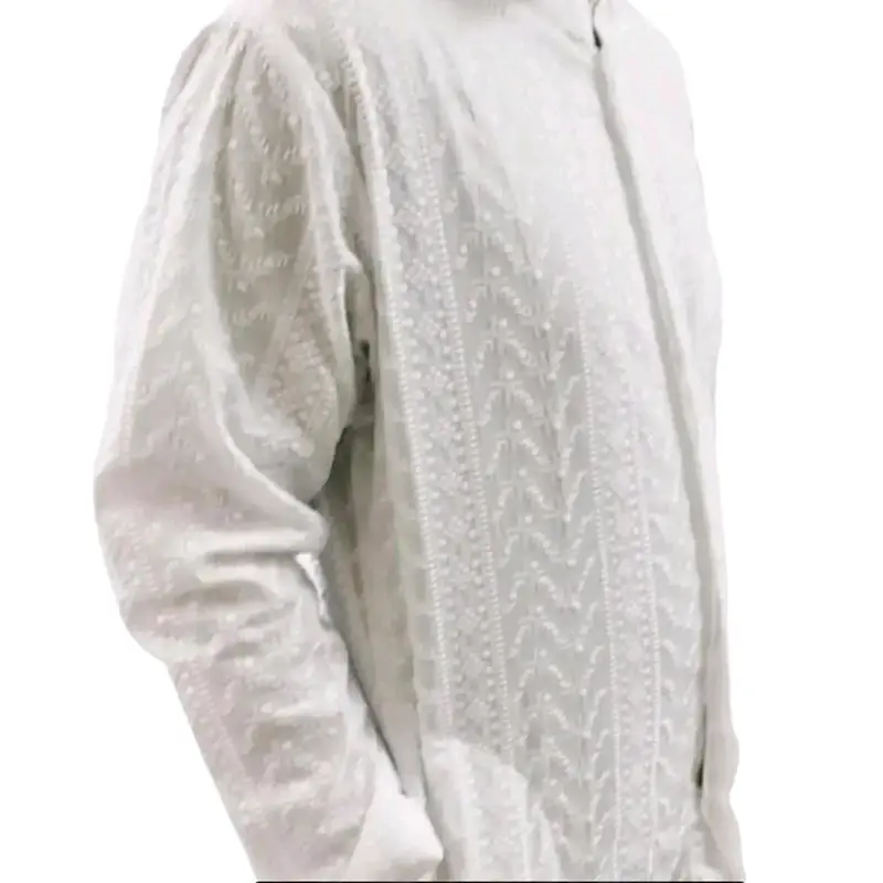 Baju Koko Pria Katun Paris Premium Motif Bordir Lengan Panjang Oblong Katun Putih Lembut Muslim Dewasa Kombinasi 2