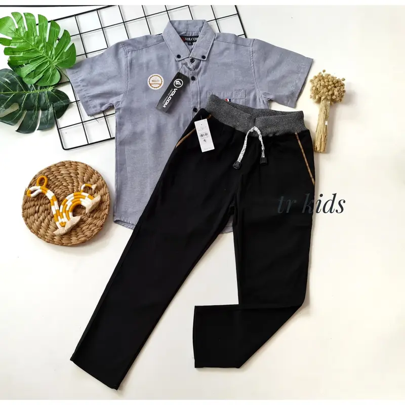 GRATIS ONGKIR/COD Setelan kemeja Polos Anak Pria Keren terlaris Berkualitas celana chinos panjang 40S usia 2-12 tahun By Zeal Fashion Kids 1