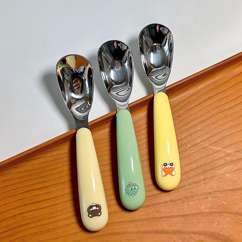 Product Introduction of Spoon Kawaii Household Fall Prevention 304 Stainless Steel Baby Children Complementary Food Spoon Tableware Girl 26