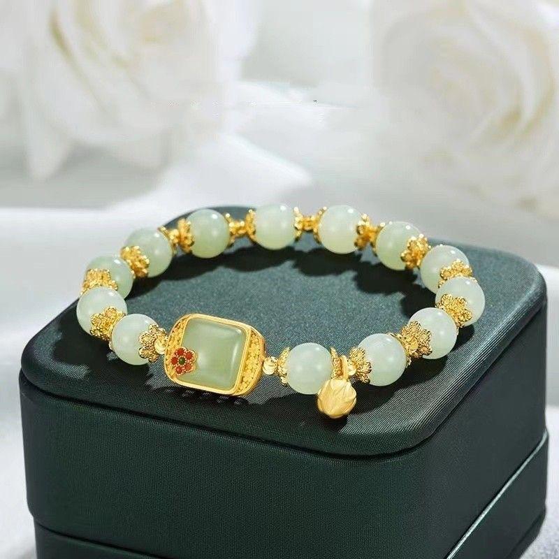 Exquisite Jade Bracelet for Women: Cube Sugar & Lotus Seedpod Inspired, Special-Interest Design bangles  bracelets 0