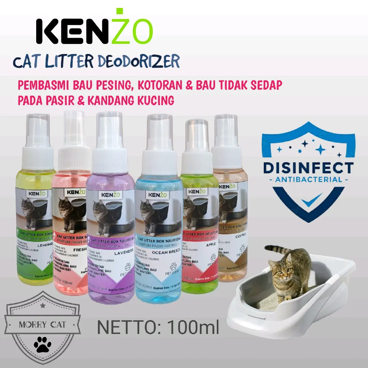 Parfum pengharum pasir kucing Kenzo 100ml pengharum kandang dan bekas kotoran