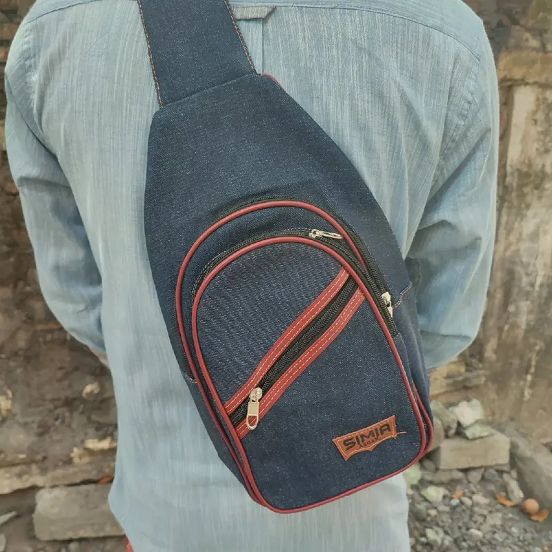 Tas Selempang Pria Bahan Denim 0
