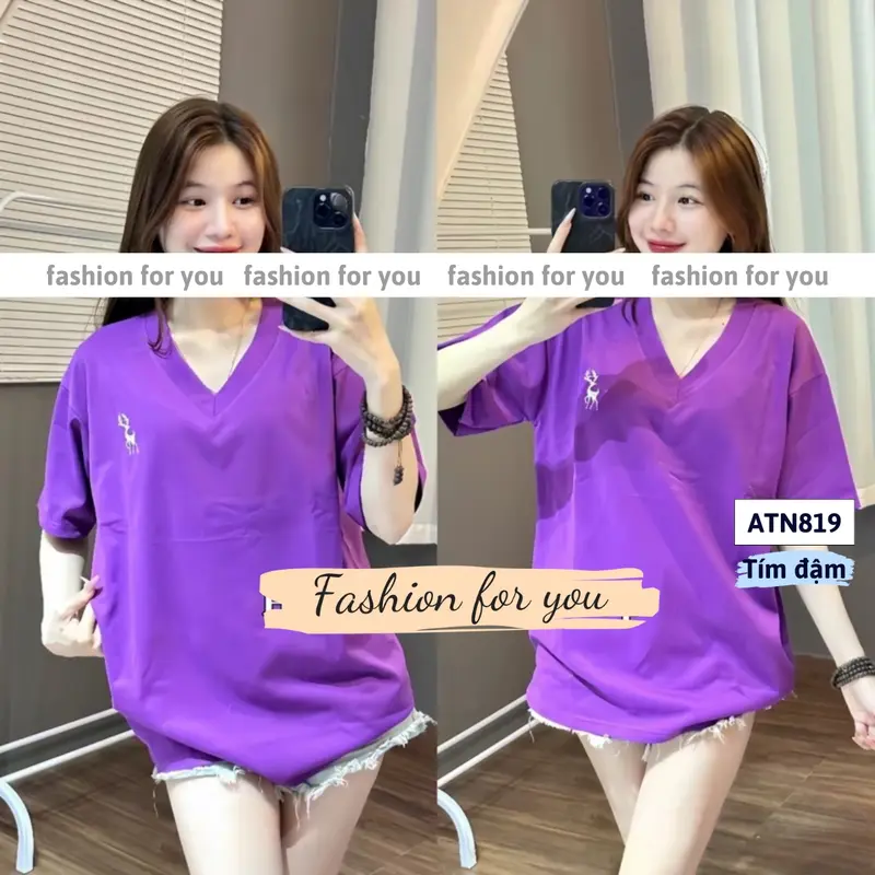 ATN819 Áo thun tay lỡ unisex cổ tim form rộng Archi 7