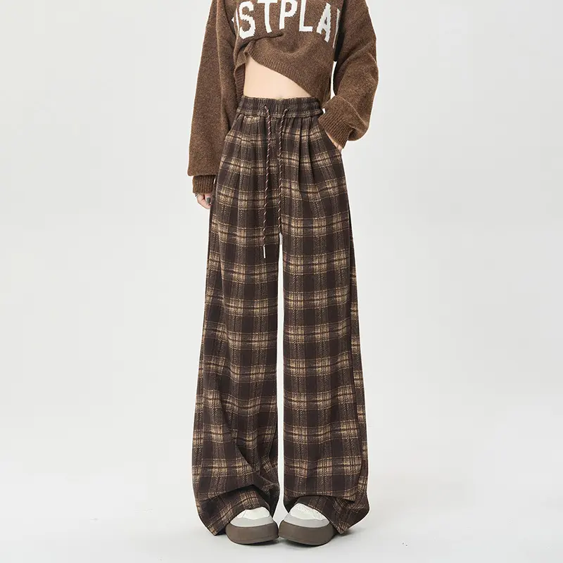 Quần Ống Suông Kẻ Caro Bigsize Chất Dạ Mịn 4 Màu Nữ Ong Women Pants sọc 4