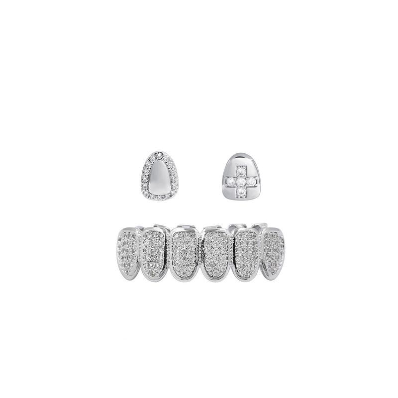 Product Introduction of European Hip Hop Tooth Socket DIY Combination Suit Full Diamond Copper Inlaid Zirconium Cross-Border Hot Hip Hop Gold Teeth Grillz Wholesale @ 0440 9